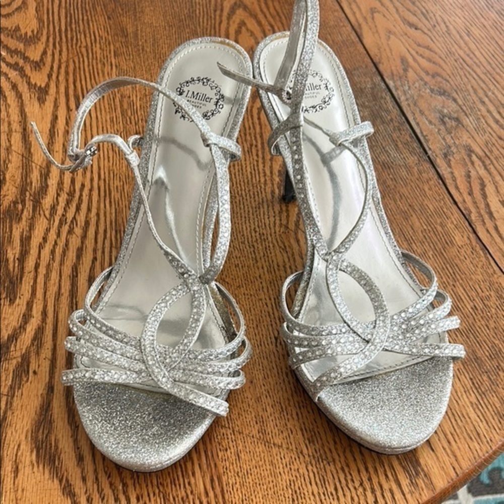 I.Miller Shimmering Silver Strappy Heels